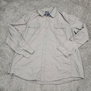 American Rag Mens XXL Khaki Utility Long Sleeve Button Down Shirt WPL 8046